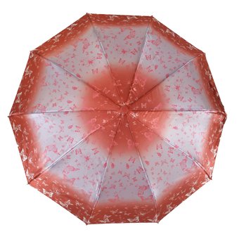 Женский зонт полуавтомат с бабочками "Butterfly" на 10 спиц, розовый,, 401-6