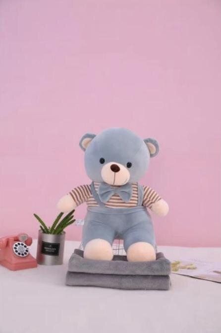 Дитяча плед з іграшкою медведик блакитного кольору 150х210 см Ananasko P253  P253 фото | ANANASKO