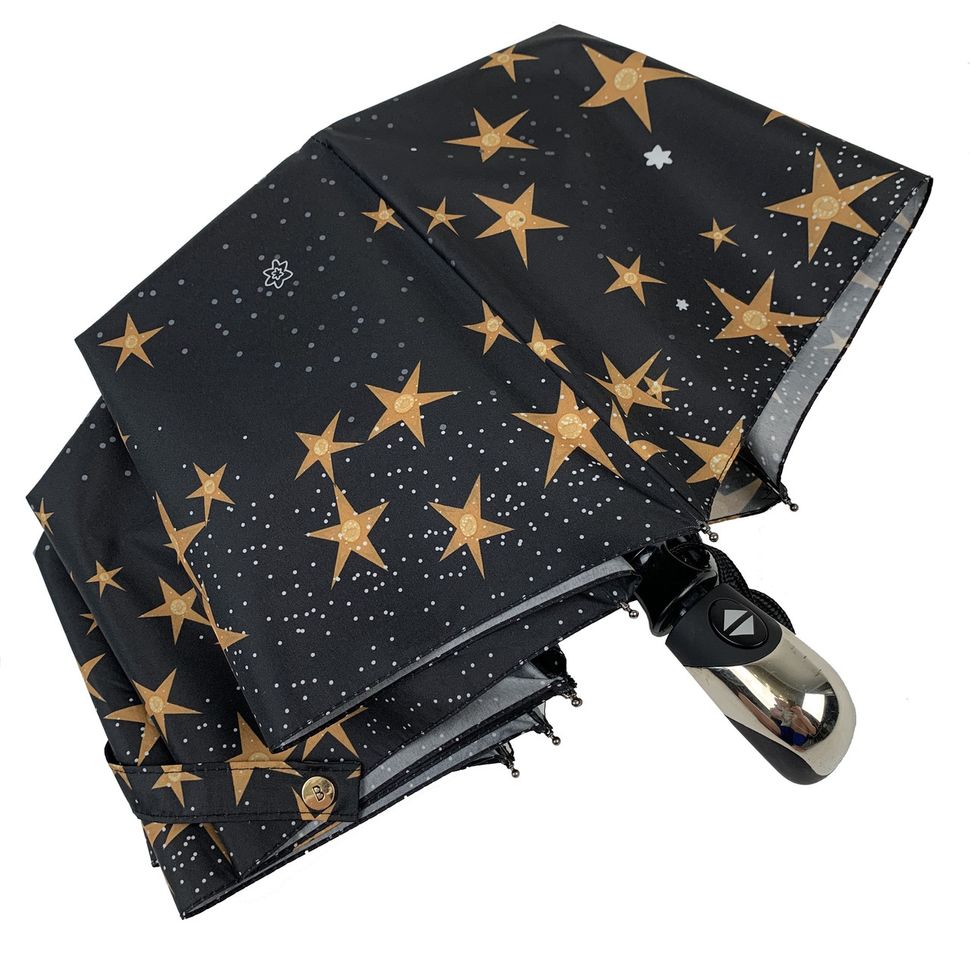 Женский складной автоматический зонт "Звезное небо" от B. Cavalli, черный, 450-1  450-1 фото | ANANASKO