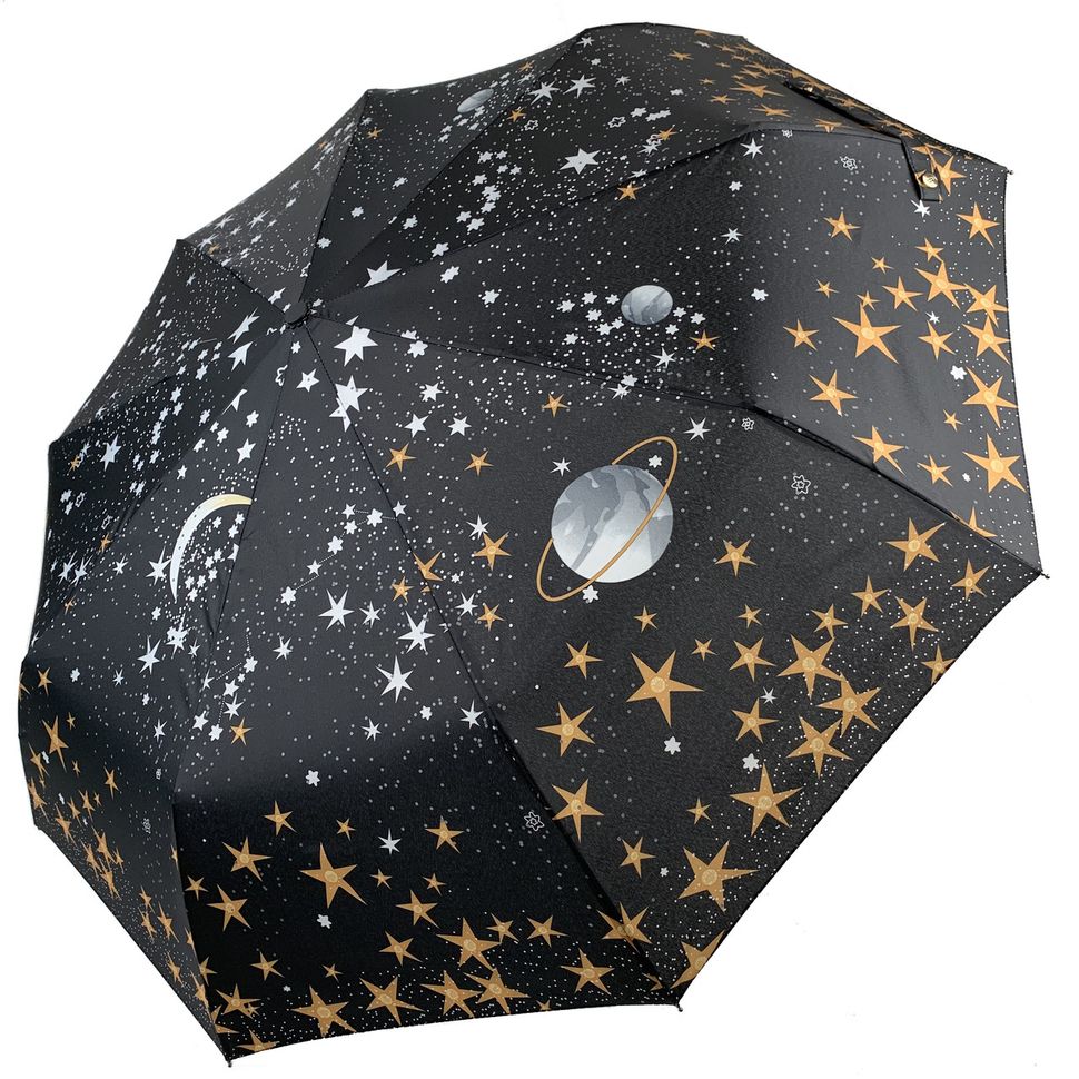 Жіночий автоматичний зонт складаний "Звезное небо" від B. Cavalli, чорний, 450-1  450-1 фото | ANANASKO