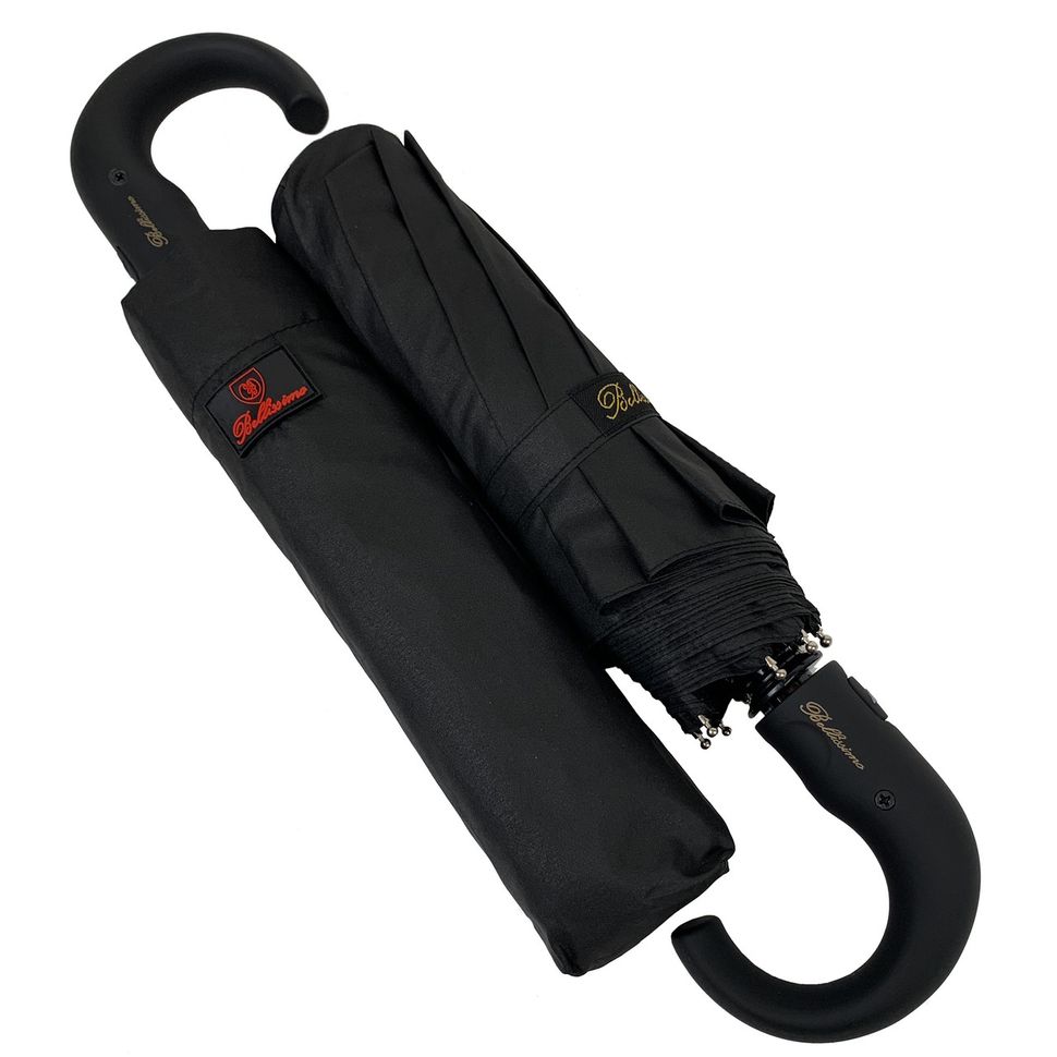 Мужской складной зонт-полуавтомат с ручкой-крюк от Bellissimo, черный, 402В-1  402В-1 фото | ANANASKO