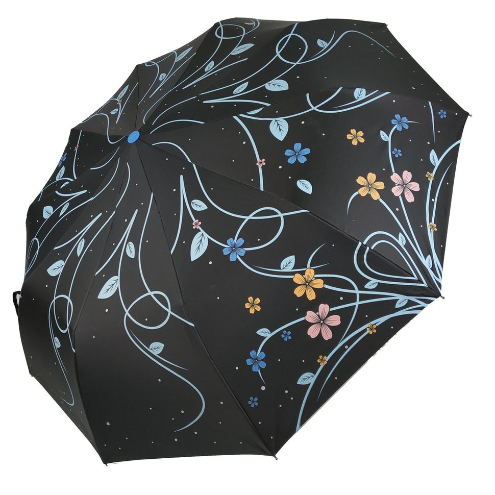 Жіноча парасоля-напівавтомат FLAGMAN на 10 спиць, синя ручка, 748-3  748-3 фото | ANANASKO