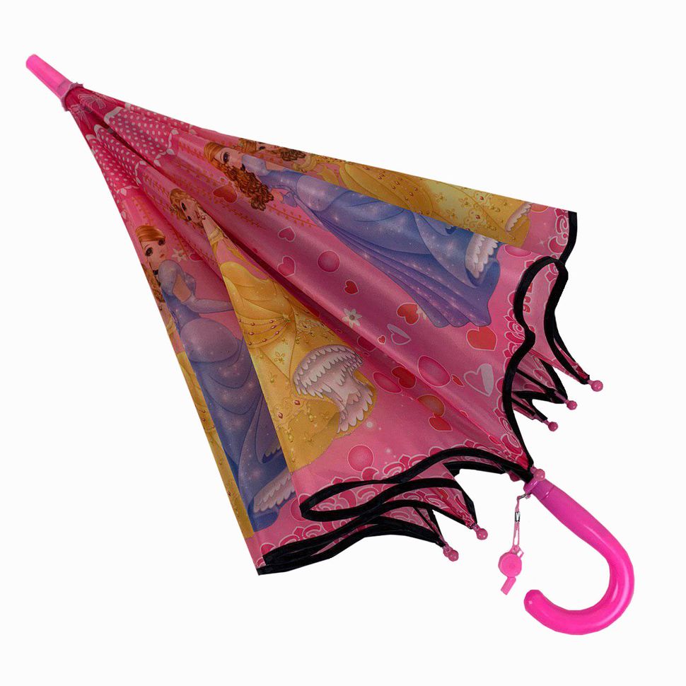 Яскрава дитяча парасоля тростина, Flagman з принцесами і сердечками, рожевий колір, 601А-2  601А-2 фото | ANANASKO