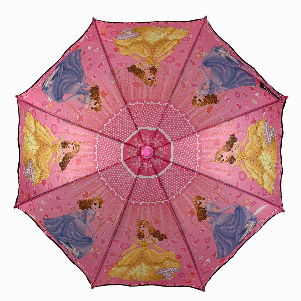 Яркий детский зонт трость, Flagman с принцессами и сердечками, розовый, 601А-2  601А-2 фото | ANANASKO