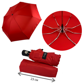 Жіноча парасоля-автомат з однотонним куполом від Flagman, червоний, 517-1