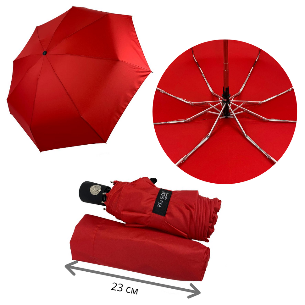 Жіноча парасоля-автомат з однотонним куполом від Flagman, червоний, 517-1  517-1 фото | ANANASKO