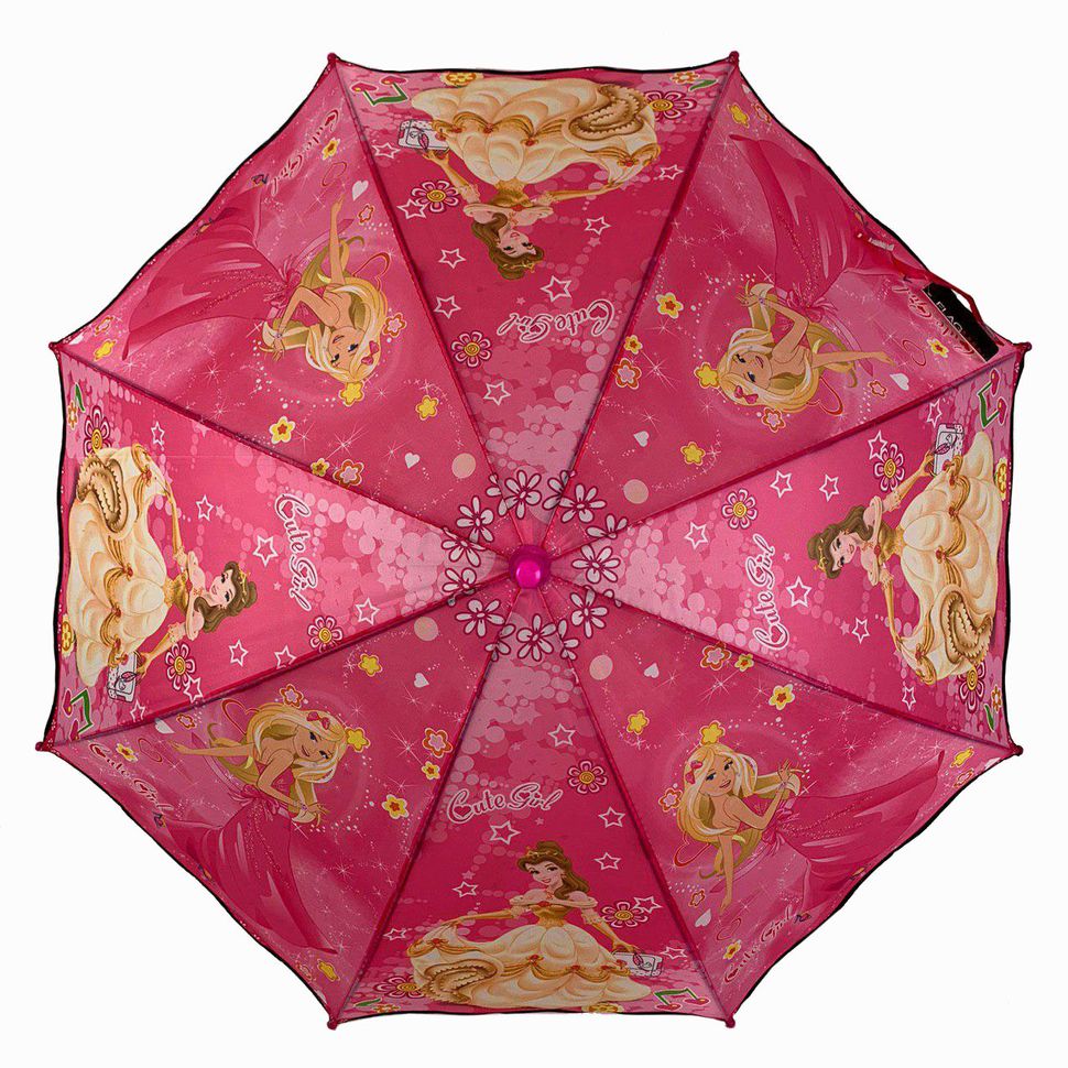 Яркий детский зонт трость, Flagman с принцессами и звездочками, малиновый, 601А-4  601А-4 фото | ANANASKO