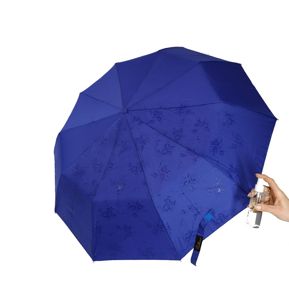 Женский зонт-полуавтомат на 10 спиц Bellisimo "Flower land", проявка, синий цвет, 461-5  461-5 фото | ANANASKO