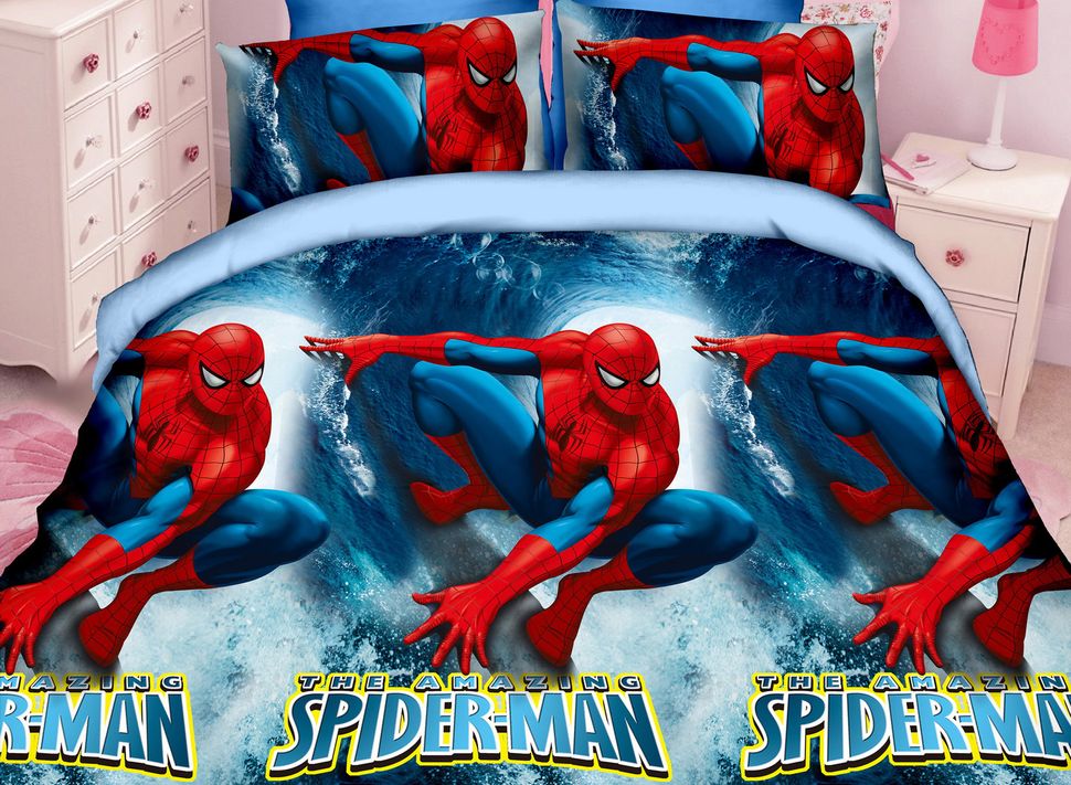 Детское постельное белье полуторное на замочке Spider-Man Ранфорс Ananasko 795 165 ниток/см² 795(1,5) фото | ANANASKO