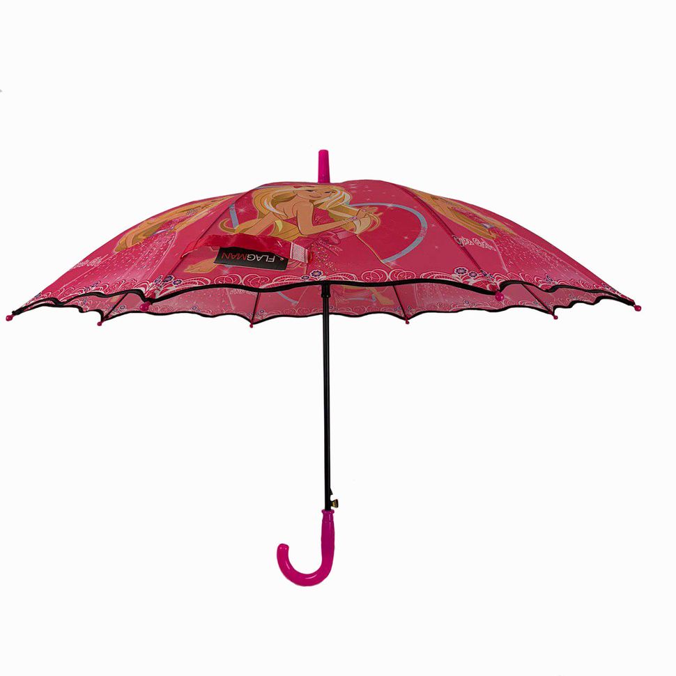 Яркий детский зонт трость, Flagman с Барби, малиновый, 601А-5  601А-5 фото | ANANASKO