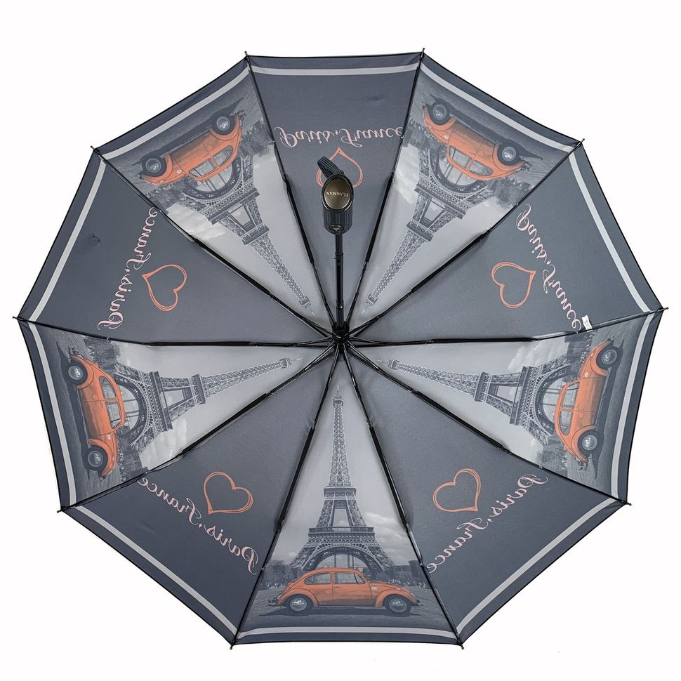 Жіноча парасолька-напівавтомат з принтом Ейфелевої вежі від Flagman, чорний, 510-2  510-2 фото | ANANASKO