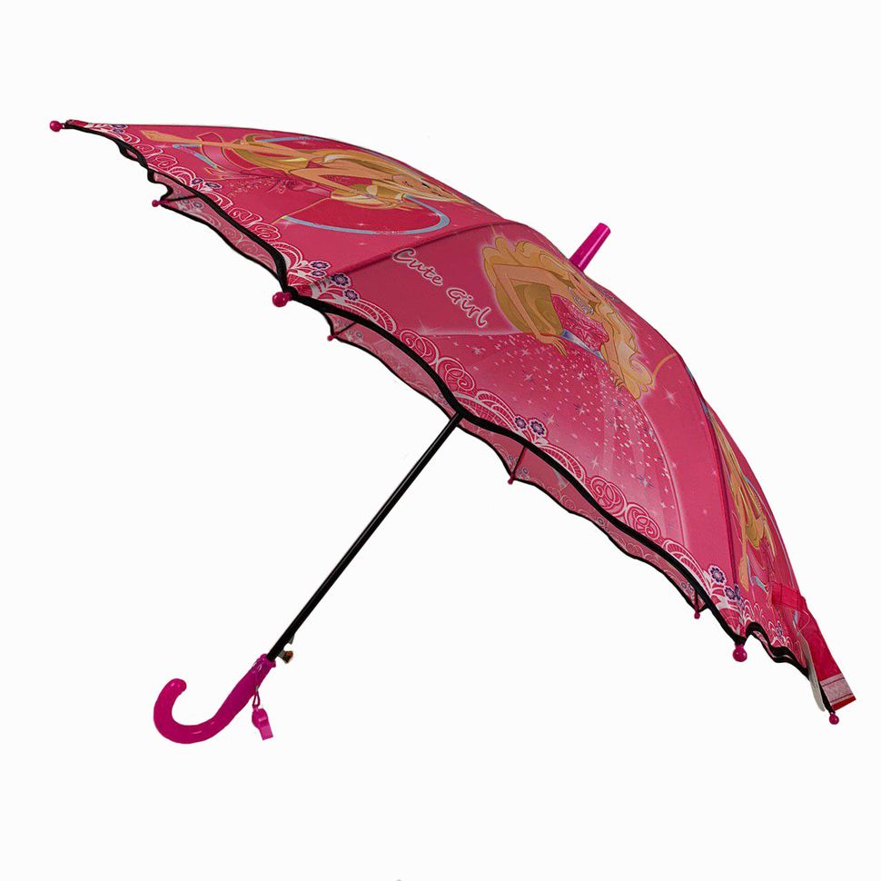Яркий детский зонт трость, Flagman с Барби, малиновый, 601А-5  601А-5 фото | ANANASKO