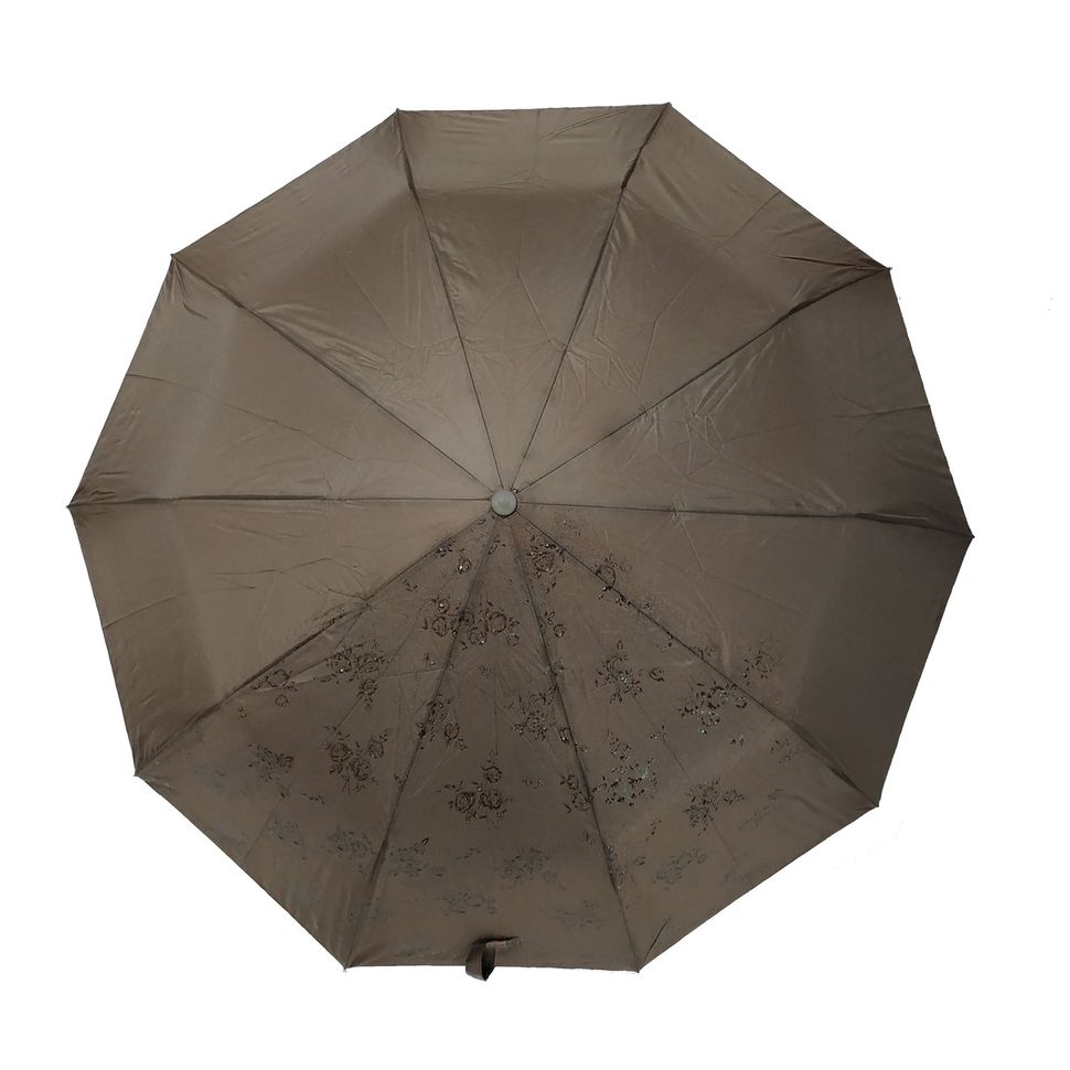 Женский зонт-полуавтомат на 10 спиц Bellisimo "Flower land", проявка, коричневый цвет, 461-8  461-8 фото | ANANASKO