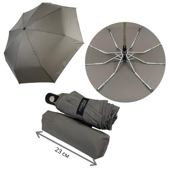 Жіноча парасоля-автомат з однотонним куполом від Flagman, сірий, 517-3