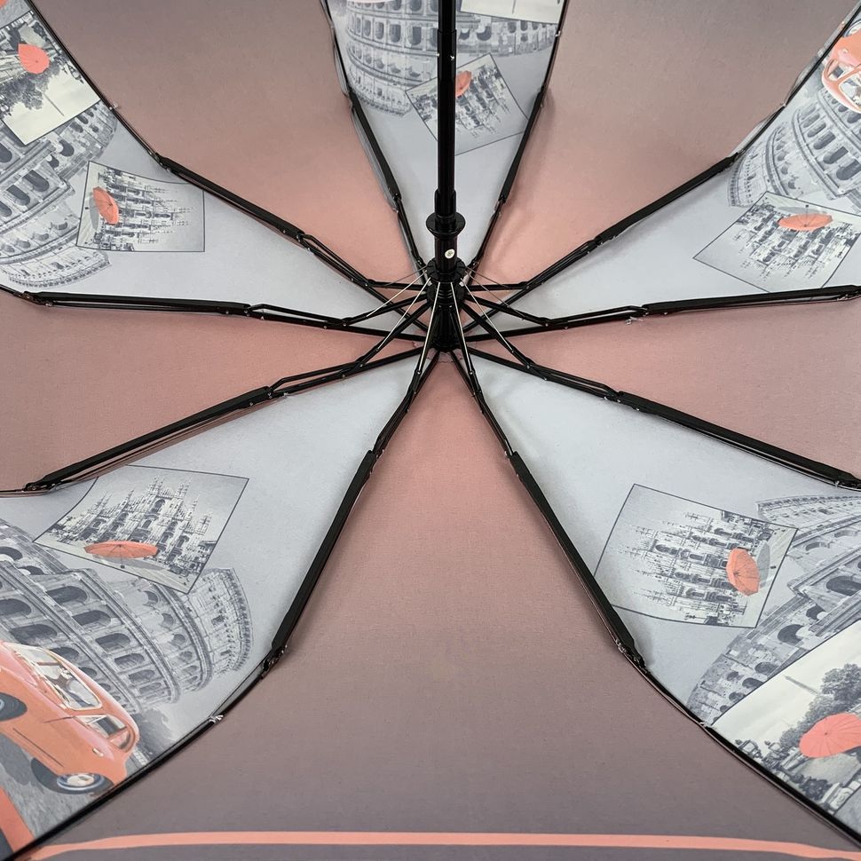 Жіноча парасолька-напівавтомат з принтом Колізею від Flagman, червоний, 510-3  510-3 фото | ANANASKO