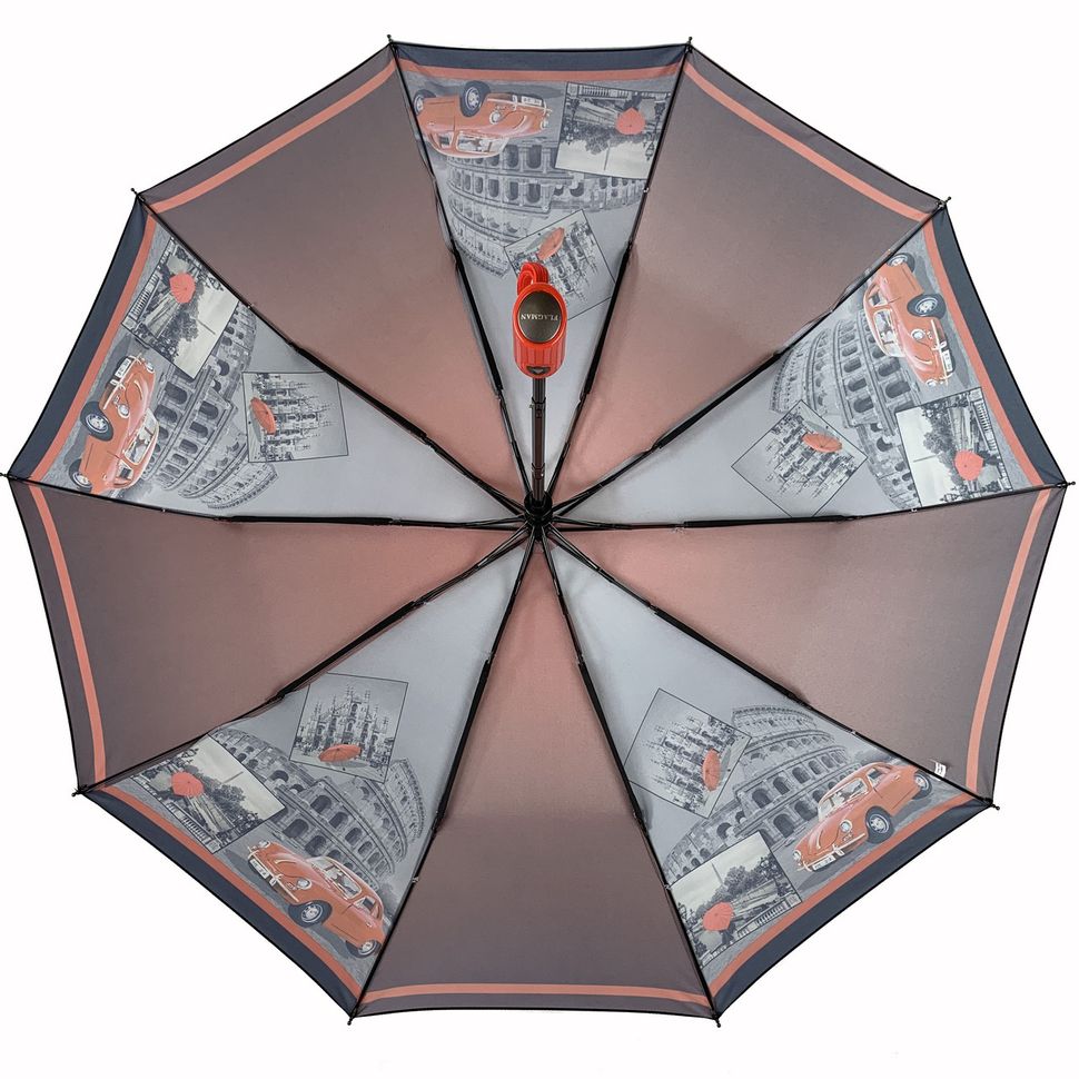 Жіноча парасолька-напівавтомат з принтом Колізею від Flagman, червоний, 510-3  510-3 фото | ANANASKO