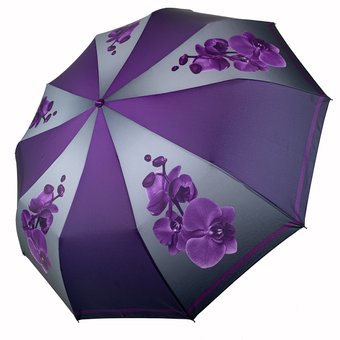 Женский складной автоматический зонтик c принтом орхидей от Flagman, фиолетовый, 510-5 за 900 грн