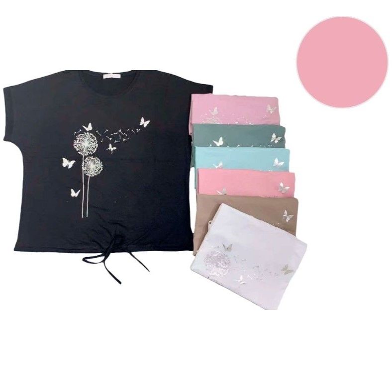 Женская футболка хлопковая темно-розовая 56-60 р Ananasko 5471-1