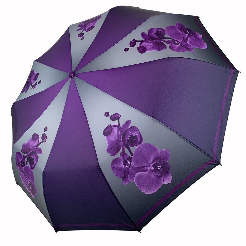 Женский складной автоматический зонтик c принтом орхидей от Flagman, фиолетовый, 510-5  510-5 фото | ANANASKO