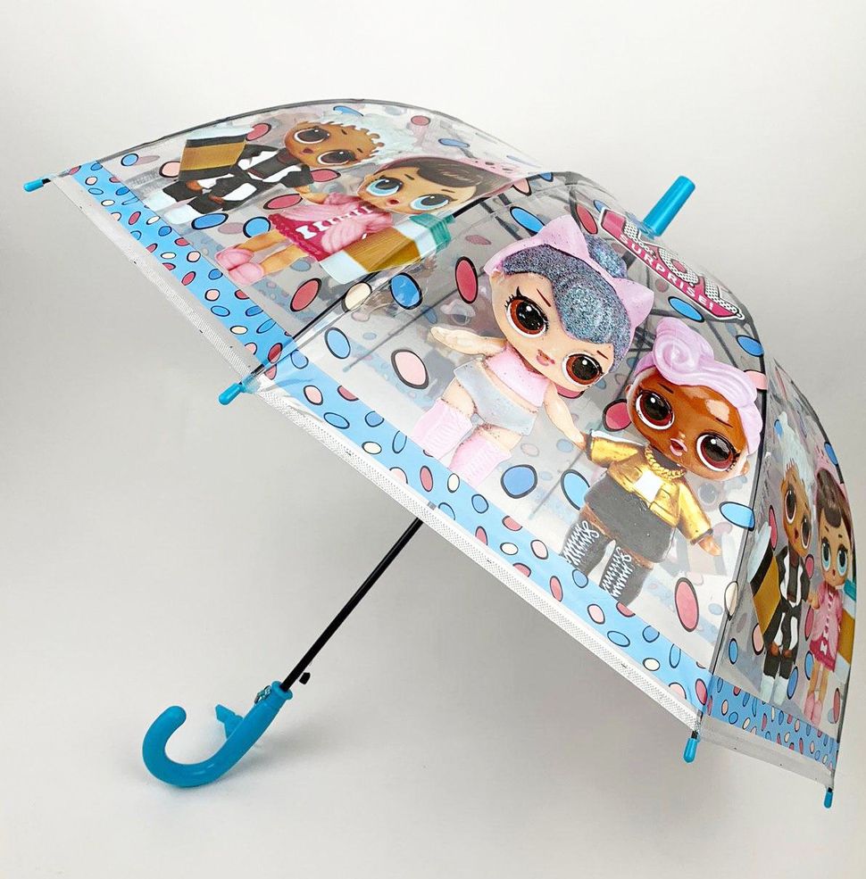 Детский зонт-трость, полуавтомат "LOL / ЛОЛ" от Paolo Rosi, с голубой ручкой, 075-2  075-2 фото | ANANASKO