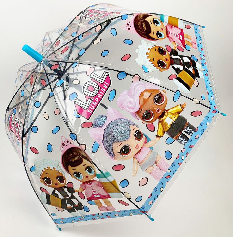 Детский зонт-трость, полуавтомат "LOL / ЛОЛ" от Paolo Rosi, с голубой ручкой, 075-2  075-2 фото | ANANASKO