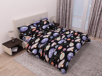 Комплект постельного белья семейный на резинке Бязь Голд Ananasko 147575