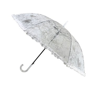 Женский полуавтоматический зонтик-трость с ажурным принтом от SL, белый, SL18101-1