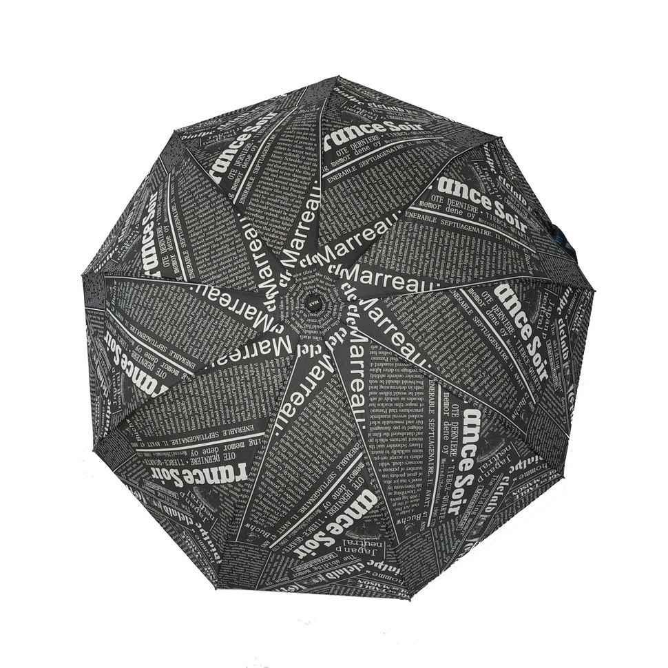 Женский зонт с интересным принтом газетных статей, полуавтомат от фирмы "Max", черный, 3050-6  3050-6 фото | ANANASKO