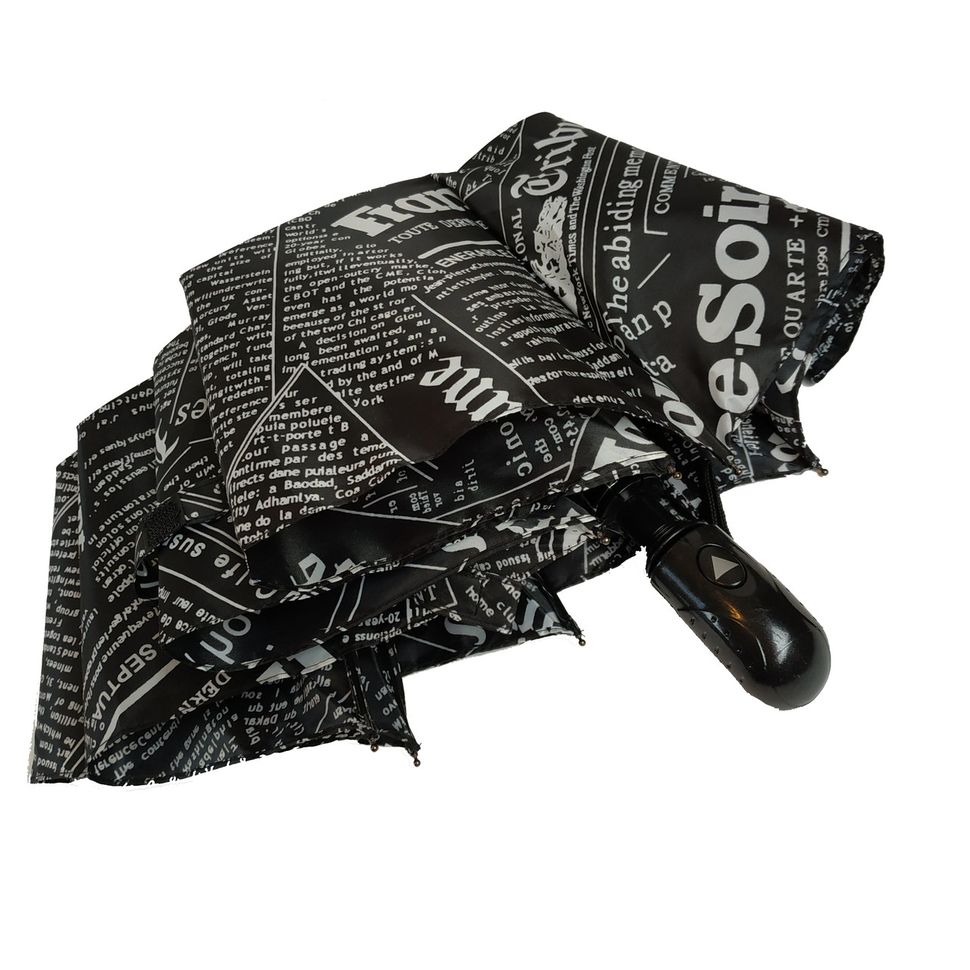 Женский зонт полуавтомат на 8 спиц "News", черный, 2008-2  2008-2 фото | ANANASKO