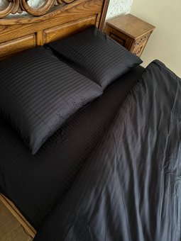 Комплект постельного белья двуспальный евро Страйп сатин Ananasko 544007  544007(e) фото | ANANASKO