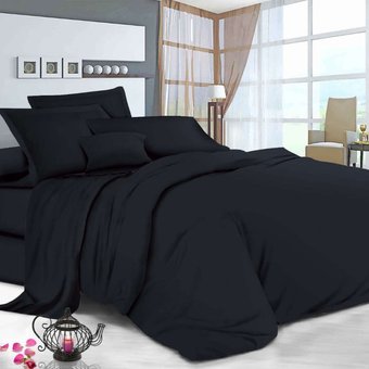 Комплект постельного белья двуспальный евро черный Бязь Голд Ananasko 511032 140 ниток/см² 511032(e) фото | ANANASKO