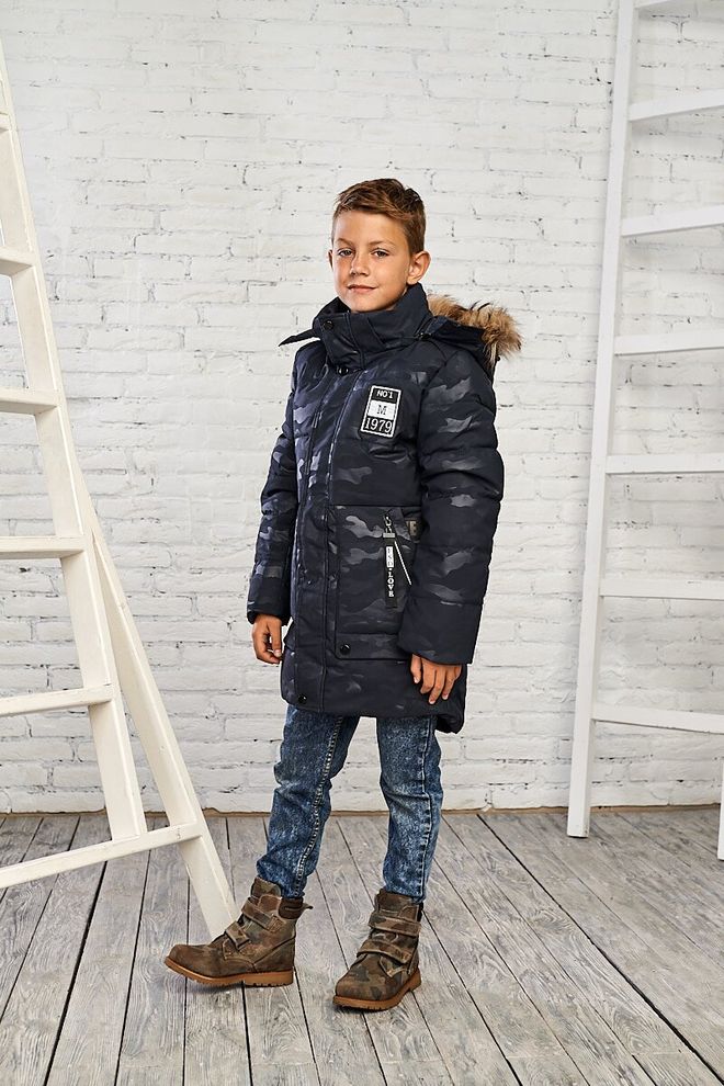 Зимова куртка на хлопчика 146  8835 синий фото | ANANASKO