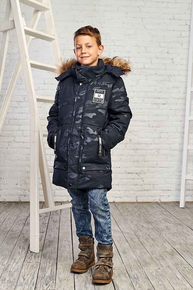 Зимняя куртка на мальчика 146  8835 синий фото | ANANASKO