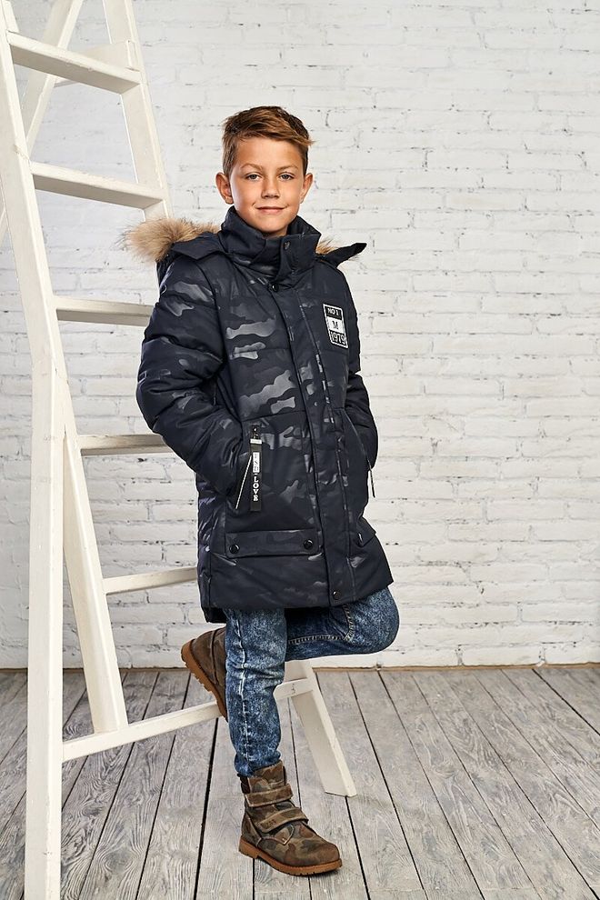 Зимняя куртка на мальчика 146  8835 синий фото | ANANASKO