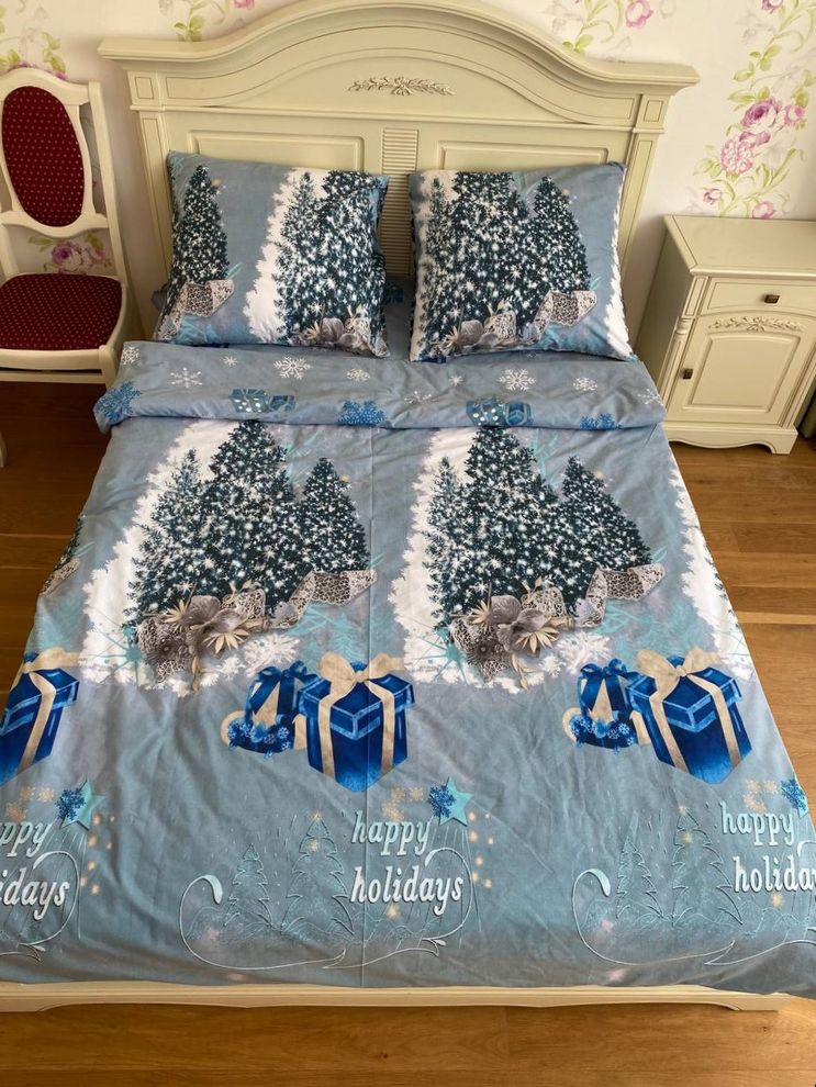 Комплект постельного белья новогодний двуспальный евро Бязь Голд Ananasko 001250 115 г/м² 001250(e) фото | ANANASKO