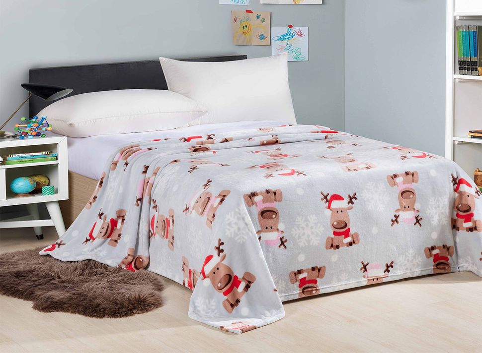 Покривало на ліжко новорічне односпальне 150х210 Олені Ananasko P117402  P117402(1,5) фото | ANANASKO