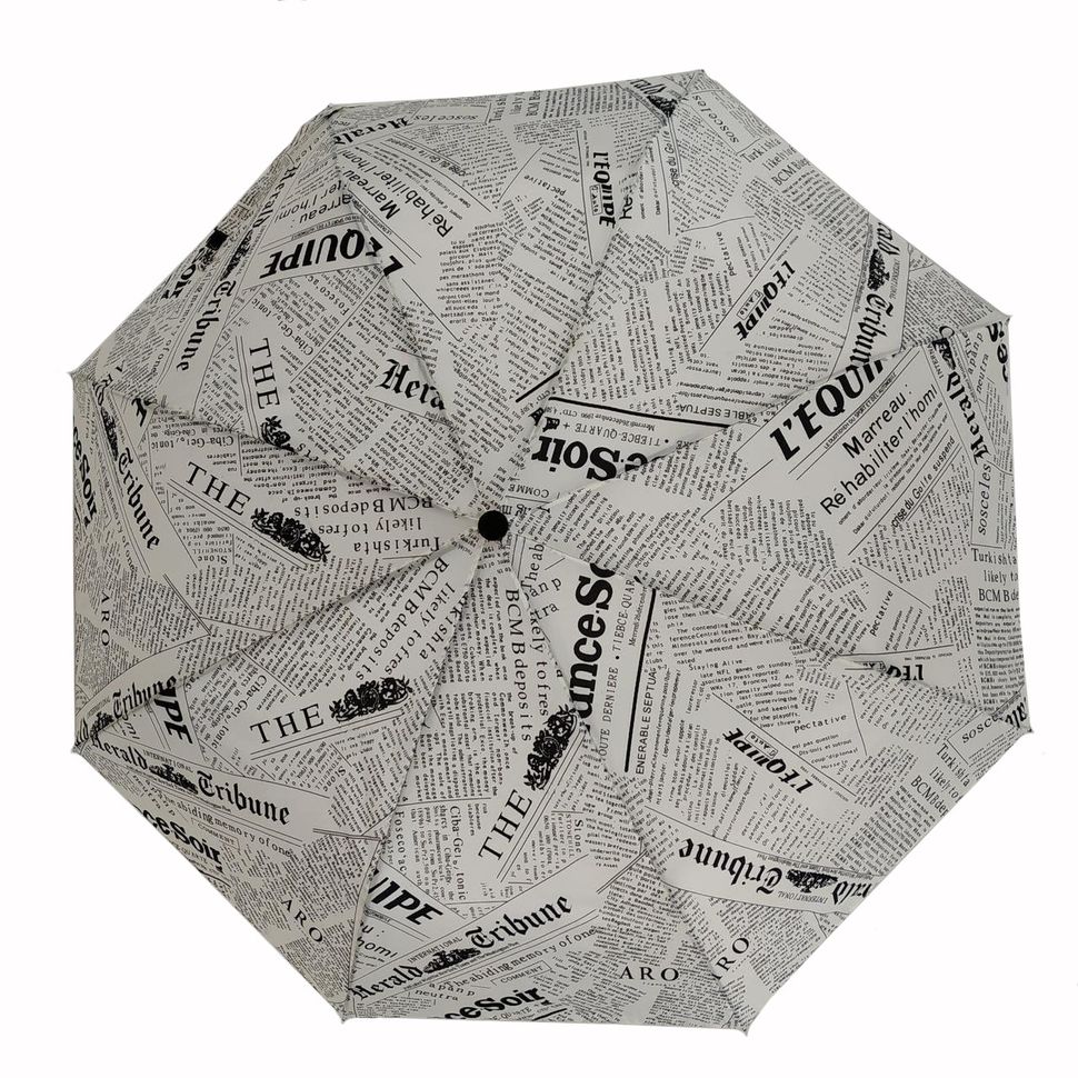 Женский зонт полуавтомат Max на 8 спиц "News", белый, 2008-6  2008-6 фото | ANANASKO