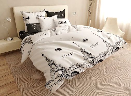 Комплект постельного белья двуспальный Париж Сатин Ananasko 171 165 ниток/см² 171(2,0) фото | ANANASKO