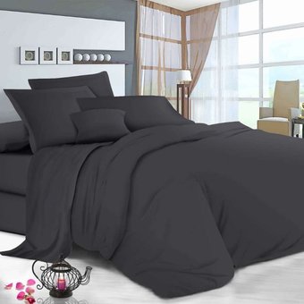 Комплект постельного белья двуспальный евро темно-серый Бязь Голд Ananasko 511027 140 ниток/см² 511027(e) фото | ANANASKO