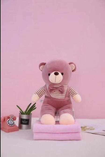 Дитяча плед 150х120 см з іграшкою медведик рожевого кольору Ananasko P252  P252 фото | ANANASKO