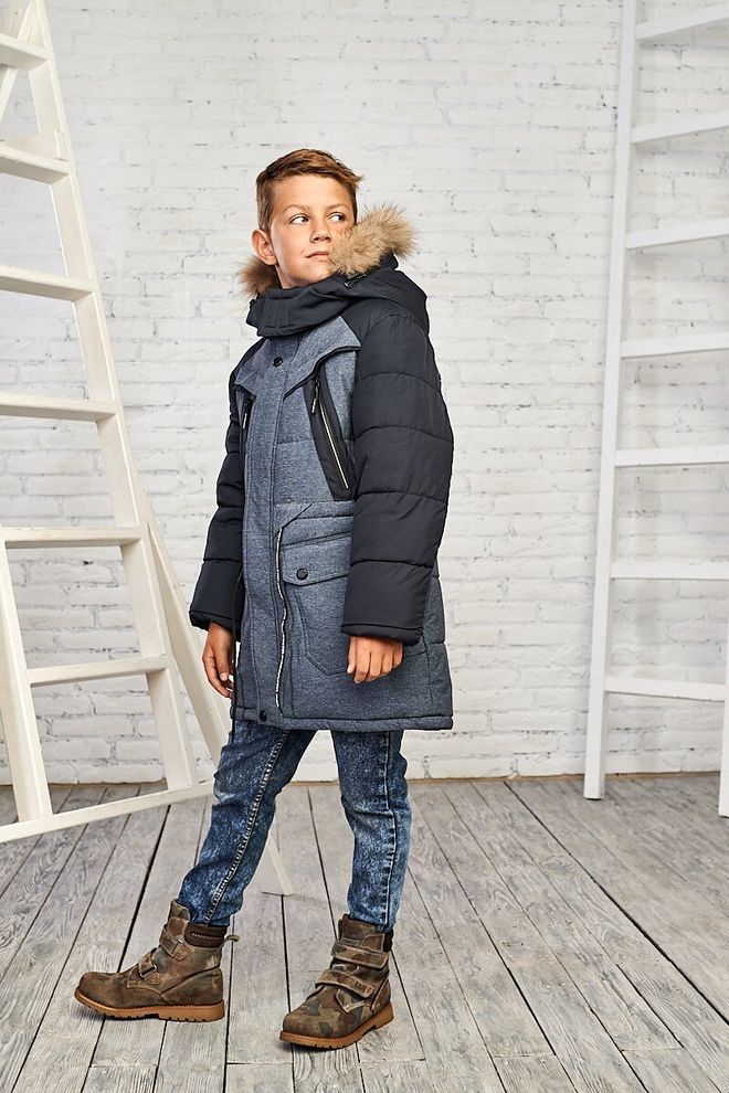 Зимняя куртка на мальчика 140  8837 серый фото | ANANASKO