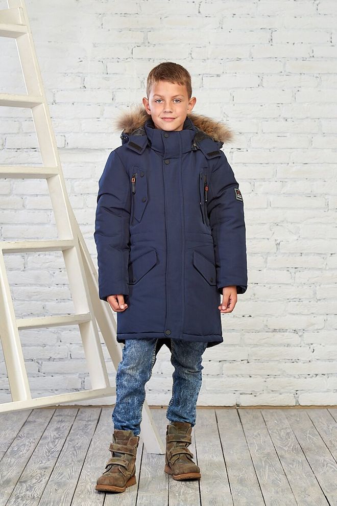 Зимняя куртка на мальчика 40  6-9582 (темно-синий) фото | ANANASKO