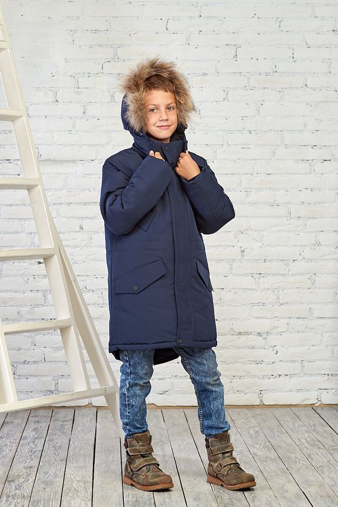 Зимняя куртка на мальчика 40  6-9582 (темно-синий) фото | ANANASKO
