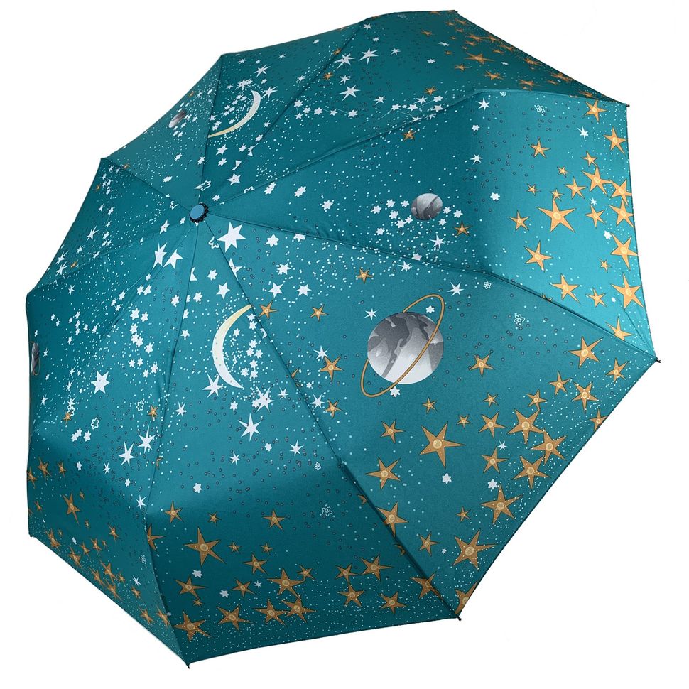 Жіноча парасоля-автомат "Зоряне небо" від B. Cavalli, бірюзовий, 450-2  450-2 фото | ANANASKO