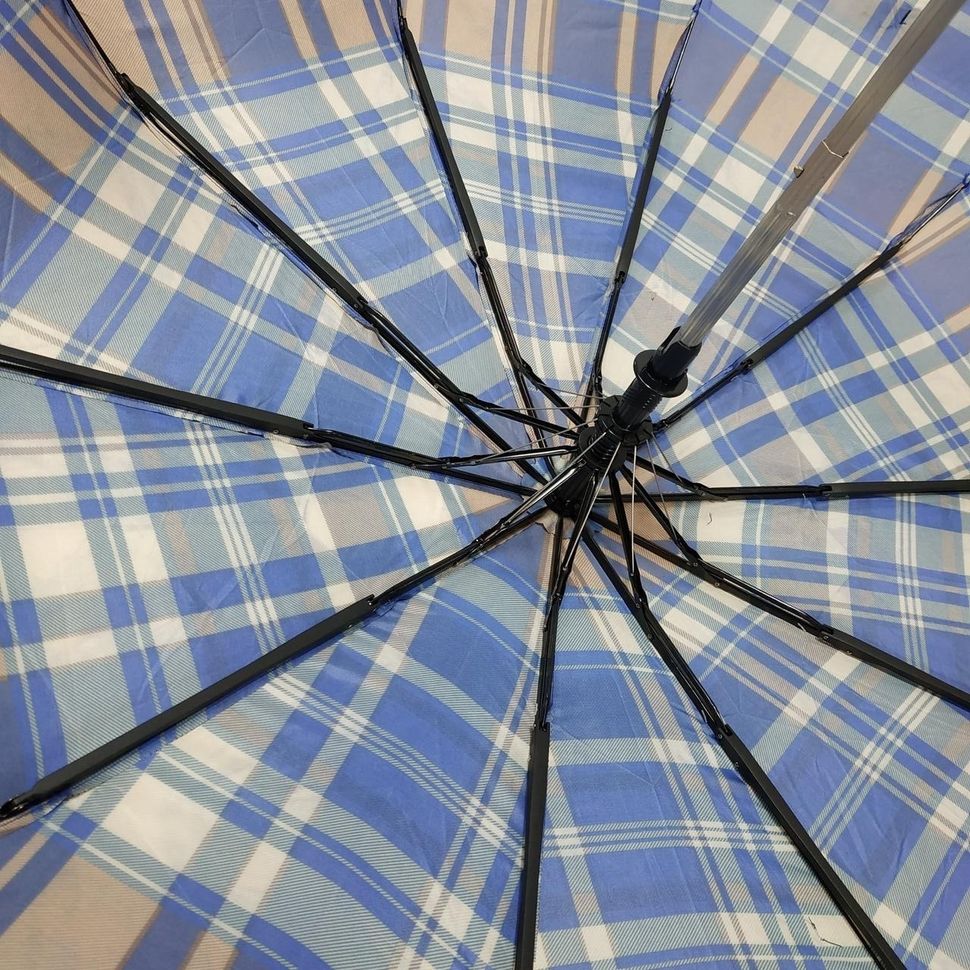 Мужской зонт-полуавтомат в клетку от SL, сине-коричневый, 475-5  475-5 фото | ANANASKO