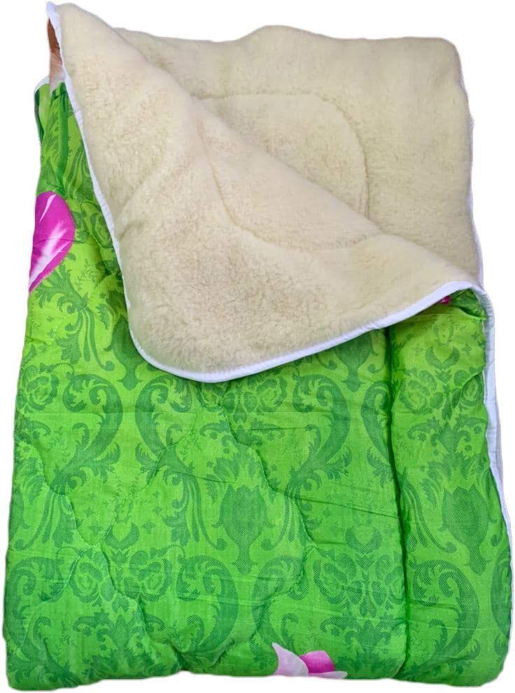 Одеяло меховое полуторное зеленого цвета Ananasko  M36(1,5) фото | ANANASKO