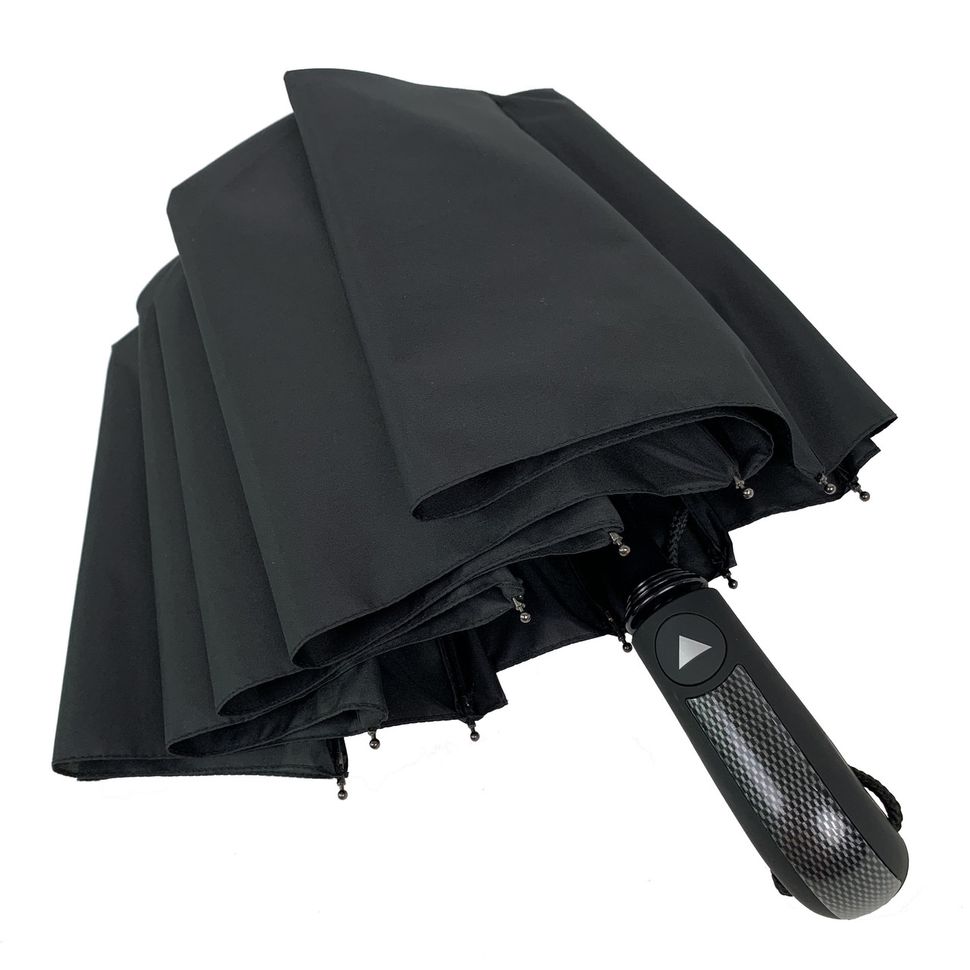 Мужской складной зонт-автомат с прямой ручкой от Flagman, есть антиветер, черный, 527-1  527-1 фото | ANANASKO