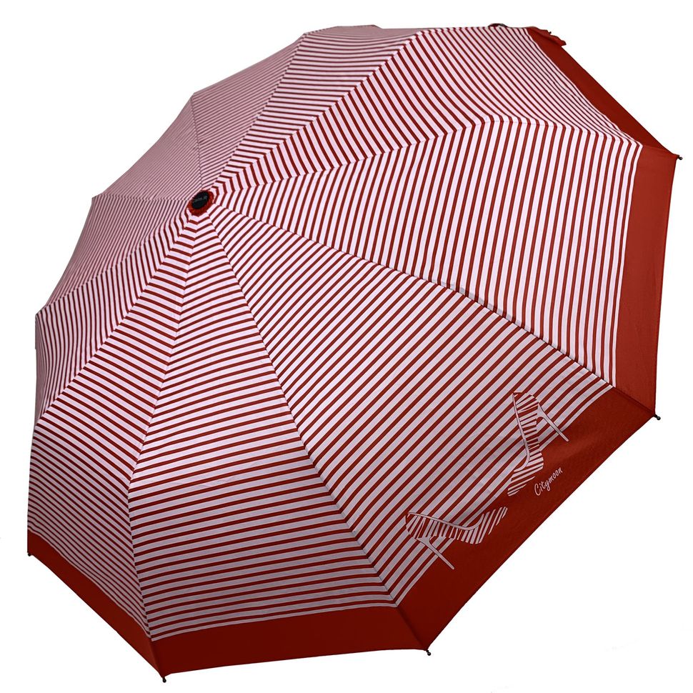 Женский зонт-полуавтомат в полоску, с принтом туфелек, Calm Rain, красный, 220-4  220-4 фото | ANANASKO