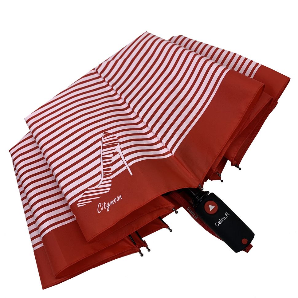 Жіноча парасоля-напівавтомат в смужку, Calm Rain, червоний, 220-4  220-4 фото | ANANASKO