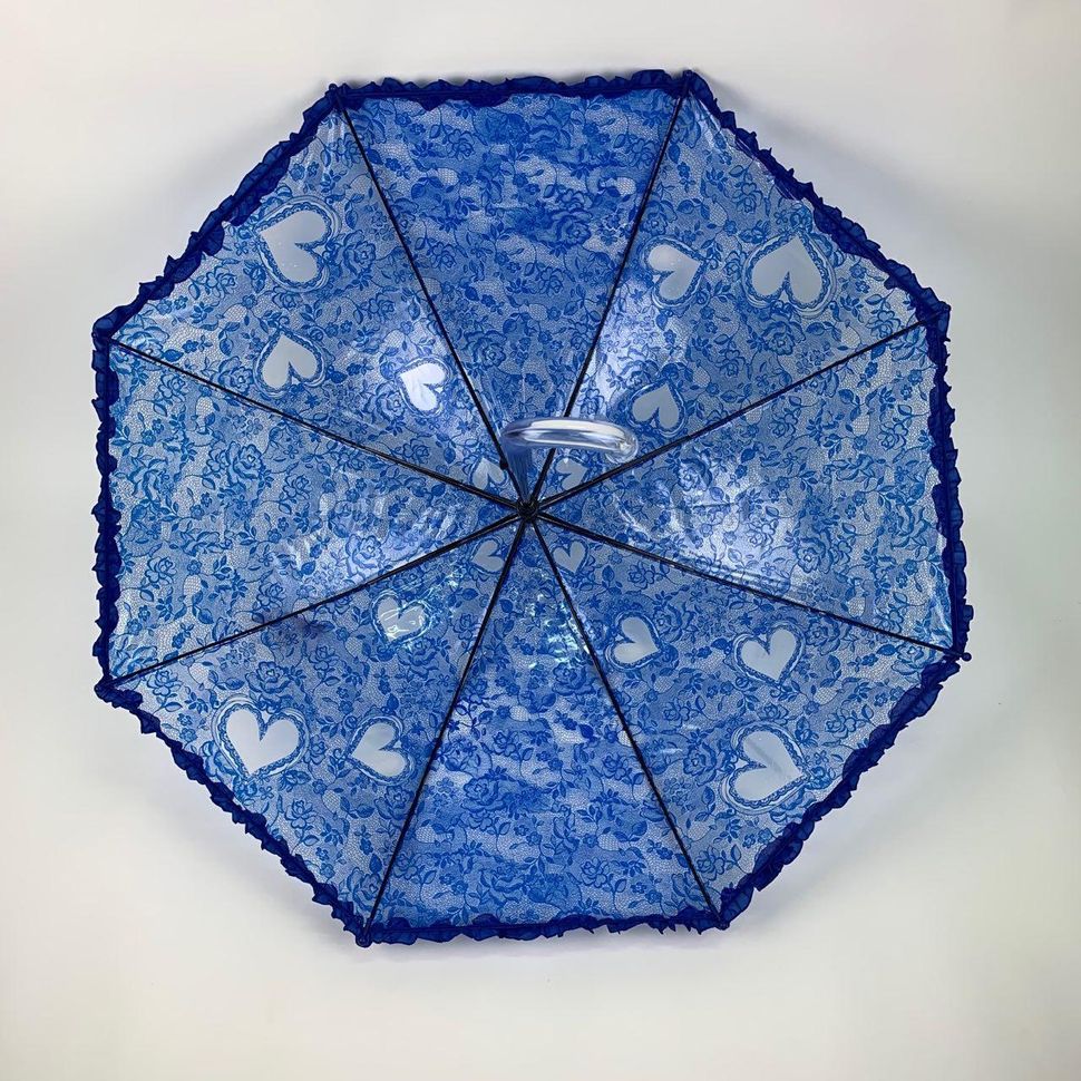 Дитяча прозора парасолька-тростина з ажурним принтом від SL, синій, 18102-2  18102-2 фото | ANANASKO